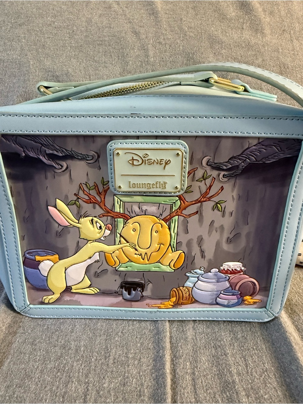 Loungefly Light Blue Winnie the Pooh Character Crossbody Bag - Picture 3 of 5